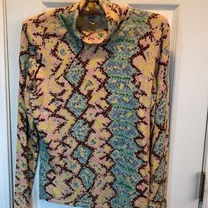 Neiman Marcus Multicolor Snake Print Cowl Neck Sweater